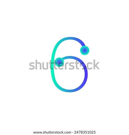 6 number tech logo icon vector eps 