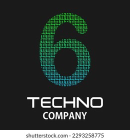 6 number technology design template illustration
