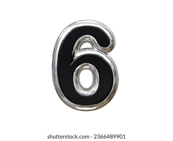 6 number text effect illustration 3d rendering