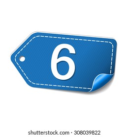 6 Number Vector blue Web Icon