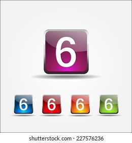6 Number Vector Colorful Web Icon