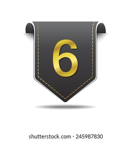 6 Number Vector golden Web Icon