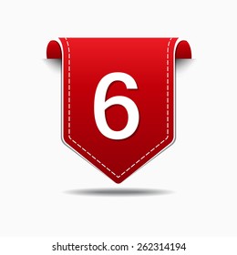 6 Number Vector Red Web Icon