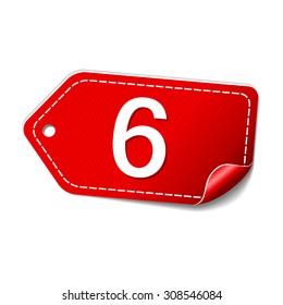 6 Number Vector Red Web Icon