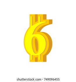 6 numeral bitcoin font. Six numeric Crypto currency alphabet. Lettering virtual money. Vector illustration