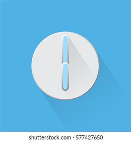 6 O'clock. Clock icon vector illustration flat design on blue background. 