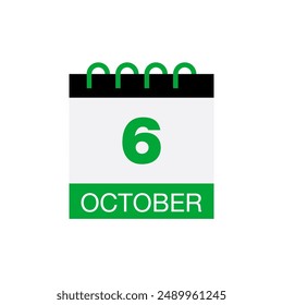 6 october calendar date icon vector eps