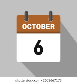 6 october calendar icon vector design month illustration