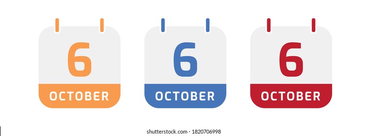 6 de octubre diseño vectorial del calendario