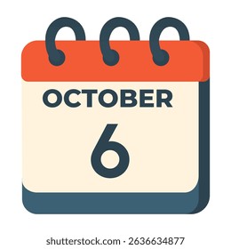 6 october calendar vector on white background
Vector calendar with date