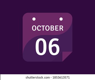 6 October, October 6 icon Single Day Calendar Vector illustration