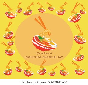  6 October is National Noodle Day vector illustration
