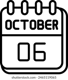 6. Oktober Vektorgrafik Line Icon Design