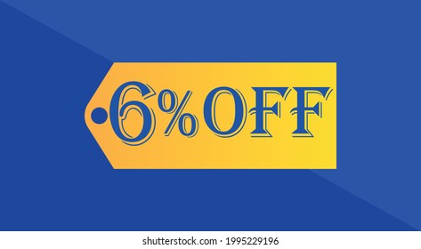 6% de descuento naranja y azul para ofertas especiales en descuentos y promociones.