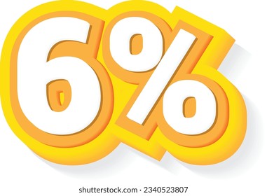 6% off sale discount promotion text 3d yellow orange