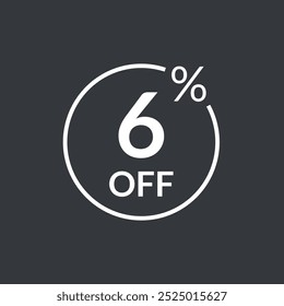 6% off. Six percent off emblem icon. Discount flat modern icon. Vector illustration.