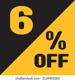 Up To 6% Off Special Offer sale sticker black and gold, vector illustration