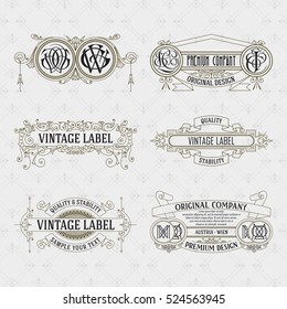 6 old vintage card with floral ornament - vector