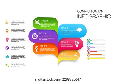 6 option colorful bubble speech  Infographic template and icon for business communication presentation
