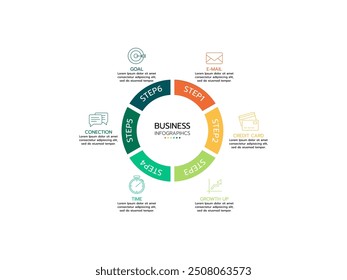 6 option cycle infographic chart. Vector illustration.