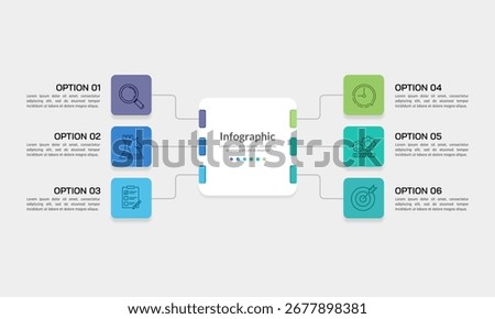 6 Options Business Evolution Infographic for Strategic Presentation. Organizational, Plan and Strategy. Illustration Vector.