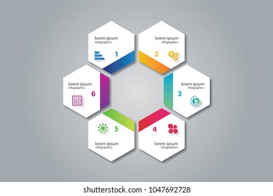6 options, groups or types Infographic Template. Cycle style infographic Template or Background. Can be used for Presentation or information banner. Can edit your own texts in spaces provided. Vector
