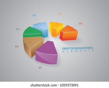 6 options, groups or types Infographic. Pie Sections style infographic Template. Can be used for Presentation or information banner. Can edit your own texts in spaces provided in infographic. Vector