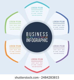 6 Options Infographic circle design 6 steps, objects, elements or options information business infographic template
