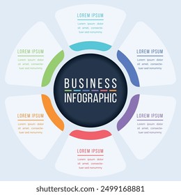 6 Options Infographic circle design 6 steps, objects, elements or options information business infographic template
