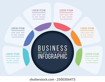 6 Opciones Infografía de diseño de círculos 6 pasos, objetos, Elementos u opciones Información de negocios