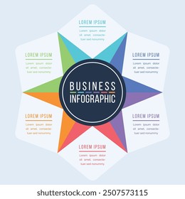 6 Opciones Diseño infográfico 6 Pasos, objetos, Elementos u opciones Plantilla de información empresarial