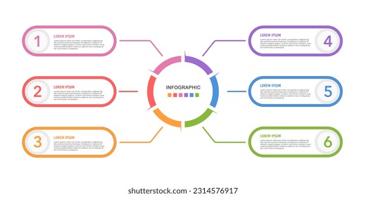 6 options infographic design, structure chart, and presentation template. Vector illustration.