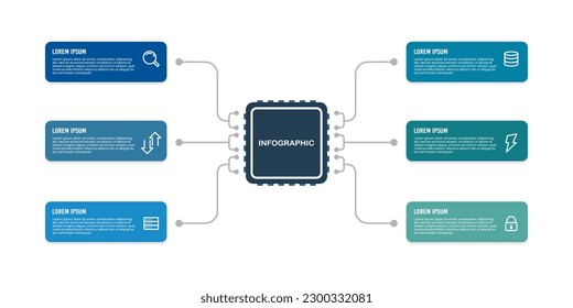 6 Options Infographic Processor Diagram. Vector illustration.