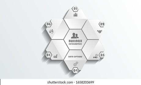 6 Opciones Plantilla infográfica. Estilo plano Fondo de diseño infográfico. Puede ser utilizado para la presentación de negocios, banner web o cualquier propósito. Puede editar sus propios textos en la infografía. Vector EPS10