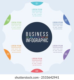 6 Optionen Infografik Vorlage 6 Schritte, Objekte, Elemente oder Optionen Infografik Geschäftsdesign