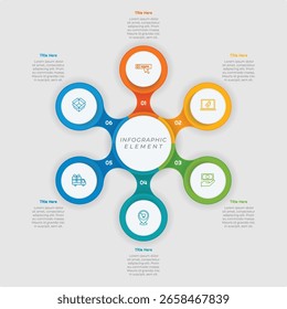6 Options or Steps Flat Infographic Element. Modern and clean design for presentations, reports, and web