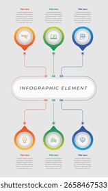 6 Optionen oder Schritte Farbverlauf Infografik Element. Modernes und sauberes Design für Präsentationen, Berichte und das Web