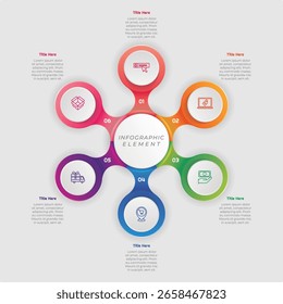 6 Optionen oder Schritte Farbverlauf Infografik Element. Modernes und sauberes Design für Präsentationen, Berichte und das Web