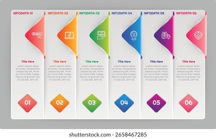 Elemento Infográfico de 6 Opções ou Etapas com Estilo de Gradiente para apresentações, relatórios e Web