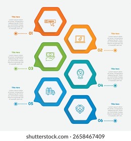 6 Opções ou Etapas Elemento Infográfico com Estilo Plano para apresentações, relatórios e Web