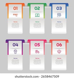 Elemento de infografía de 6 opciones o pasos con estilo de degradado para presentaciones, informes y Web