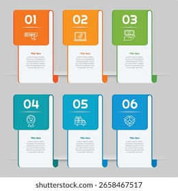 6 Opções ou Etapas Elemento Infográfico com Estilo Plano para apresentações, relatórios e Web