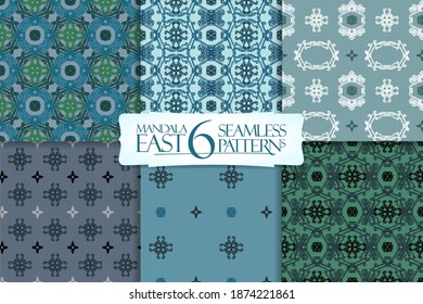 6 oriental seamless patterns set, backgrounds collection for textile or paper, vector illustration