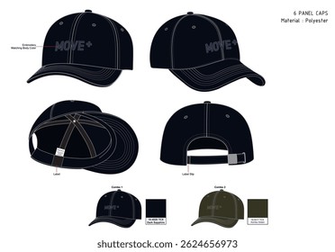 6 PANEL CAPS POLYESTER SILHOUETTE WITH COMBO COLOUR