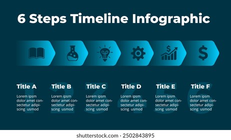 6 parts, options Infographic Roadmap. Timeline arrows diagram. Pathway Presentation Template. Road arrow. Workflow structure. steps task section. Chronological flowchart scheme