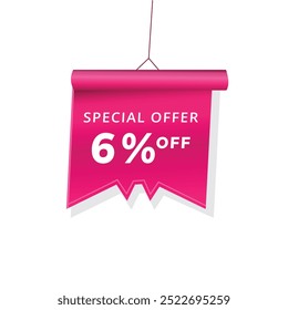 6 percent off banner label announcement vector illustration.