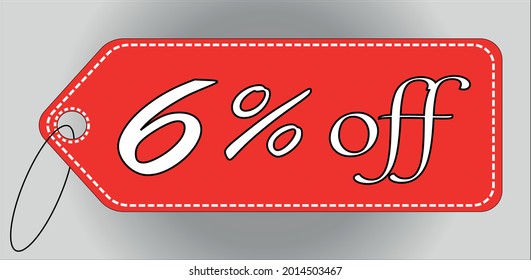 6 por ciento de la etiqueta roja. etiqueta de descuento del 6% para ofertas y promociones