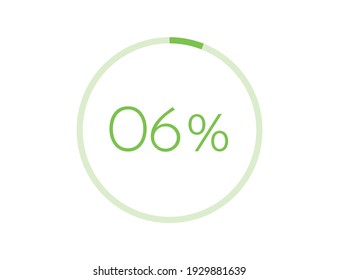 6% percentage infographic circle icons, 6 percents pie chart infographic elements for Illustration, business, web design