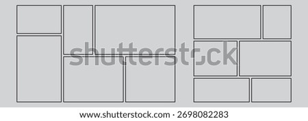 6 photo collage template. vector illustration, new collections Grey color photos parts, Picture frame set. EPS 10. 
