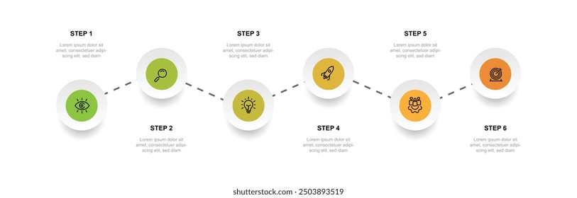 6 plan proses infographic template vector with icons can be used for workflow, business information, presentation data visualization and web graphic design 